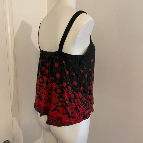 Ecote size Small Boho Bohemian Colorful Red and Black Festival Tank Top - Picture 3 of 7